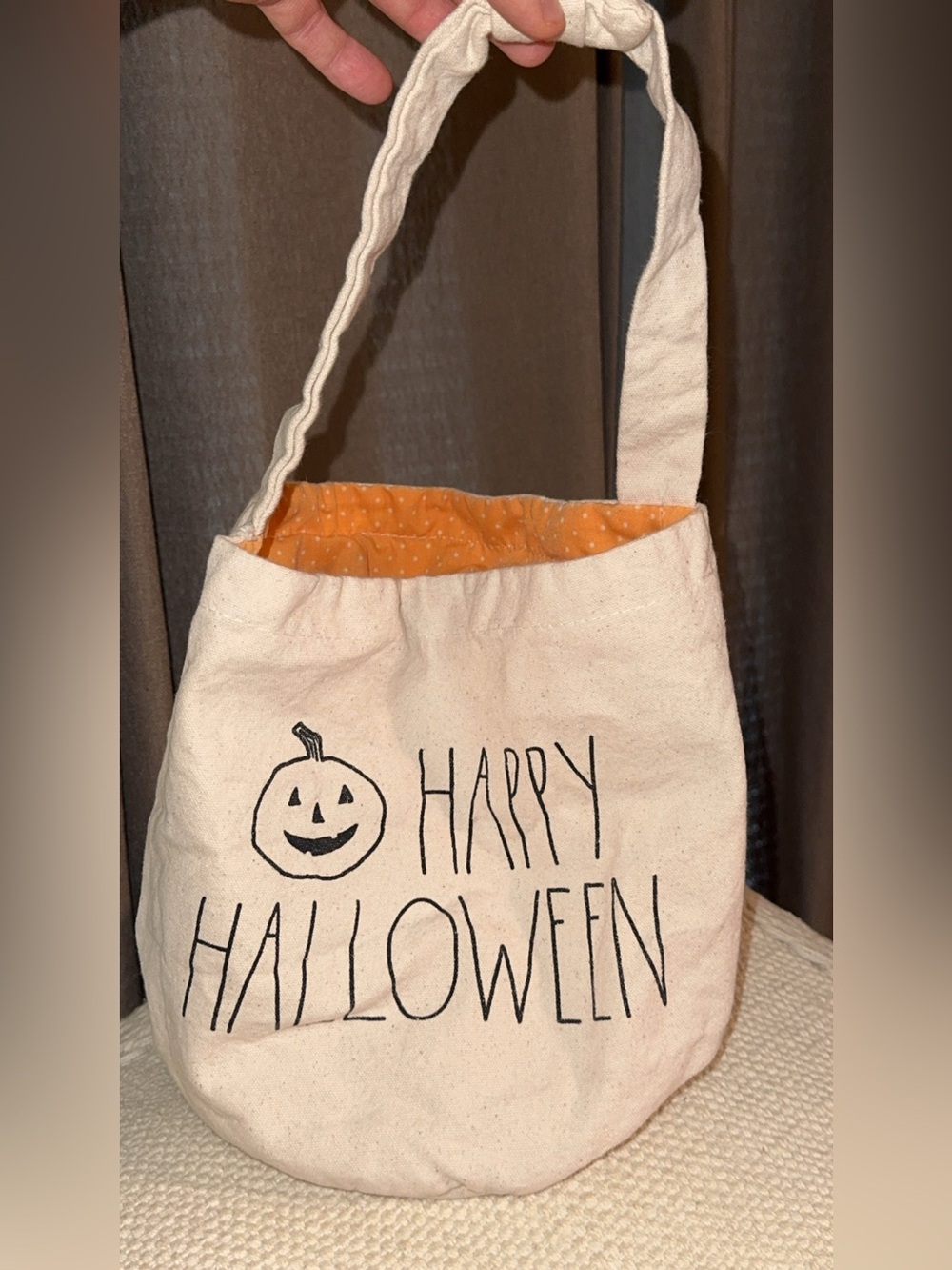Rae Dunn ‘Happy Halloween’ canvas-like tote bag for trick or treating/etc